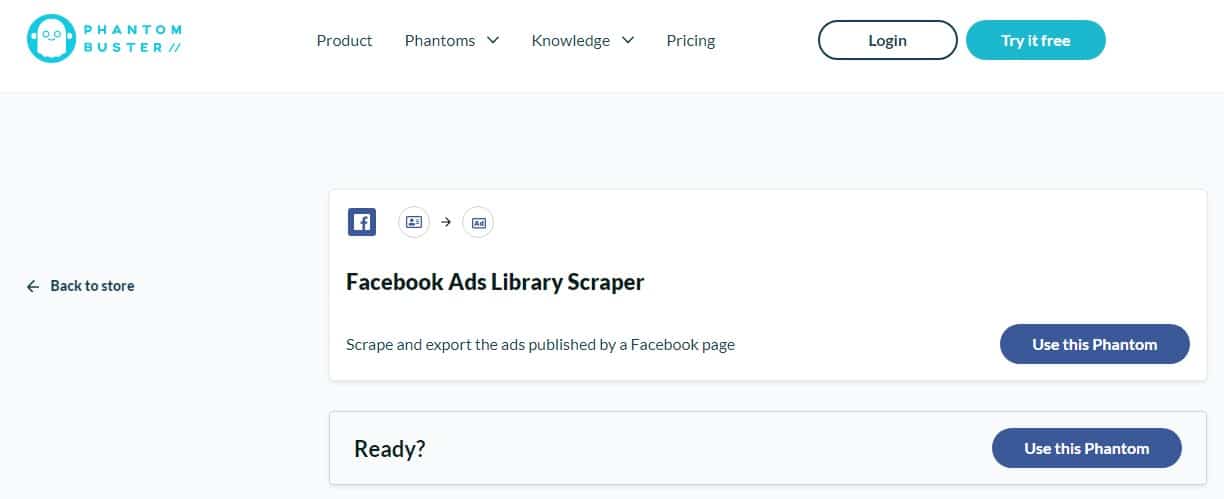 Phantom Buster Facebook Ads Library Scraper