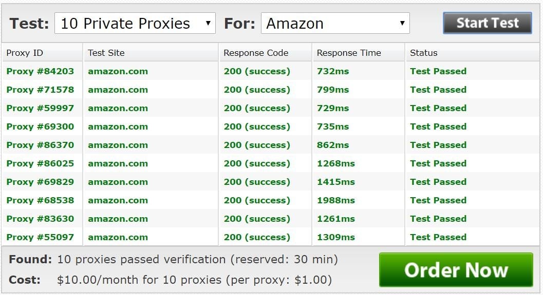 Ping proxies for amazon