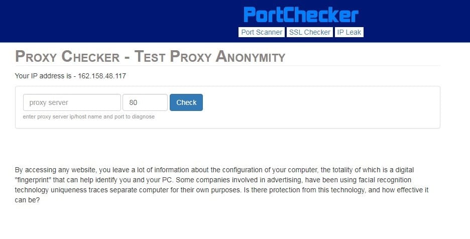 Port Checker overview