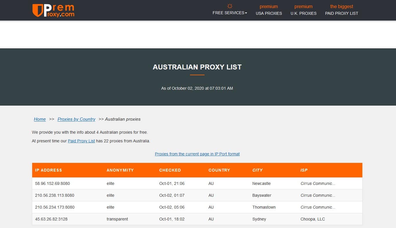 Premproxy for australia
