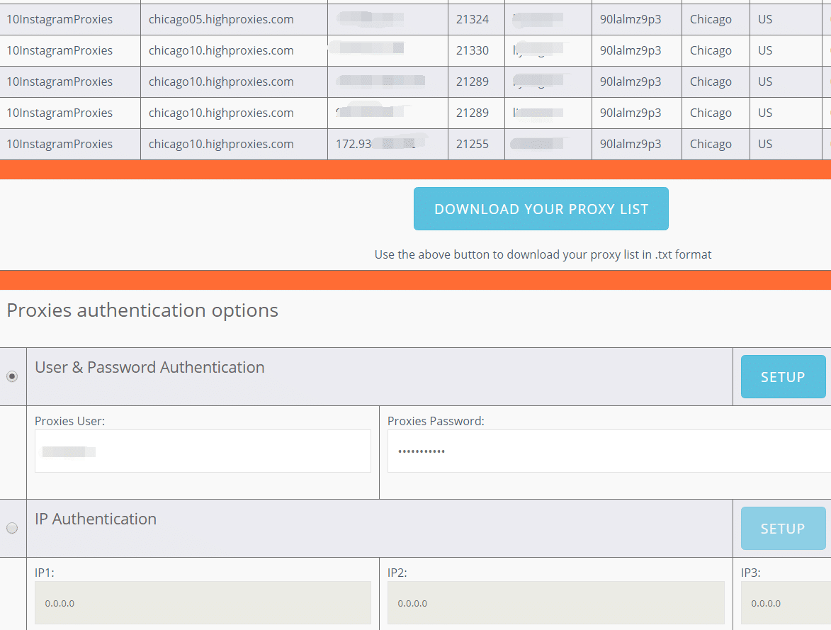 Proxies authentication options
