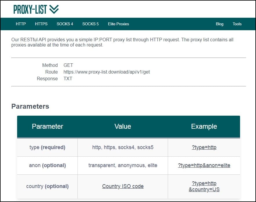 Proxy List API