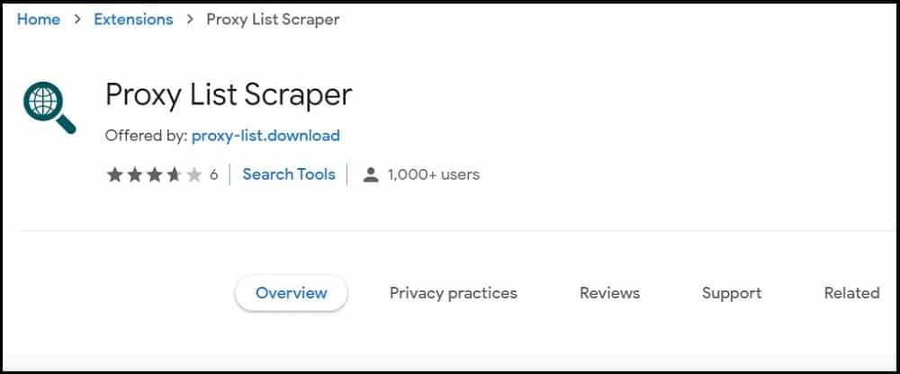 Proxy List Scraper Homepage