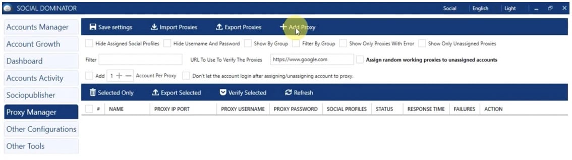 Proxy Manager of Socinator
