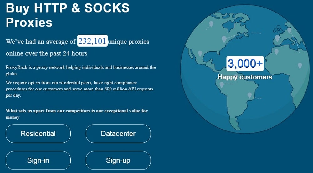 Proxyrack Homepage