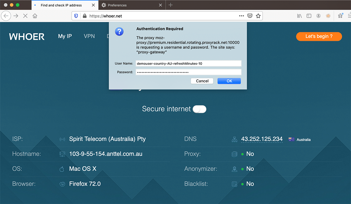 Proxyracks Authentication