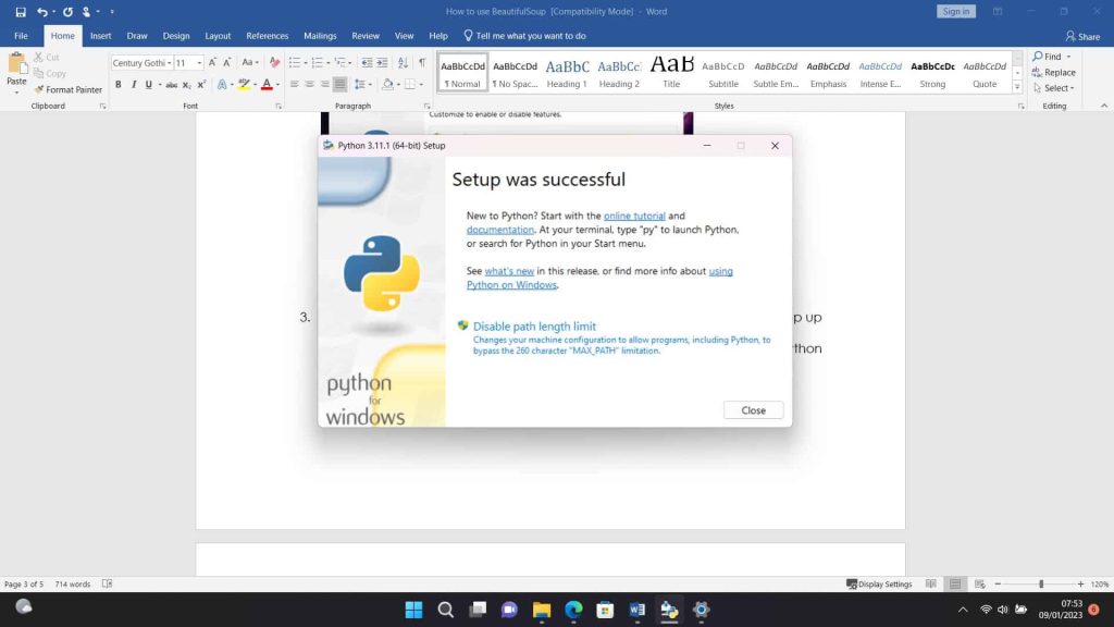 Python Successful Setup
