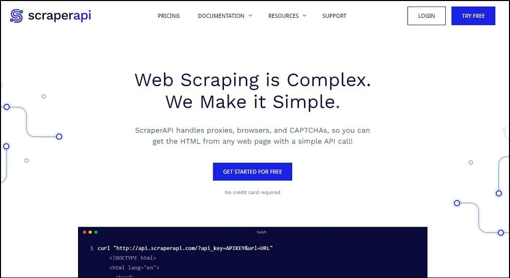 ScraperAPI Homepage
