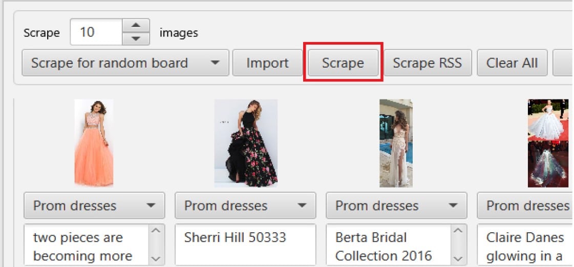 Scraping and pinning unique images