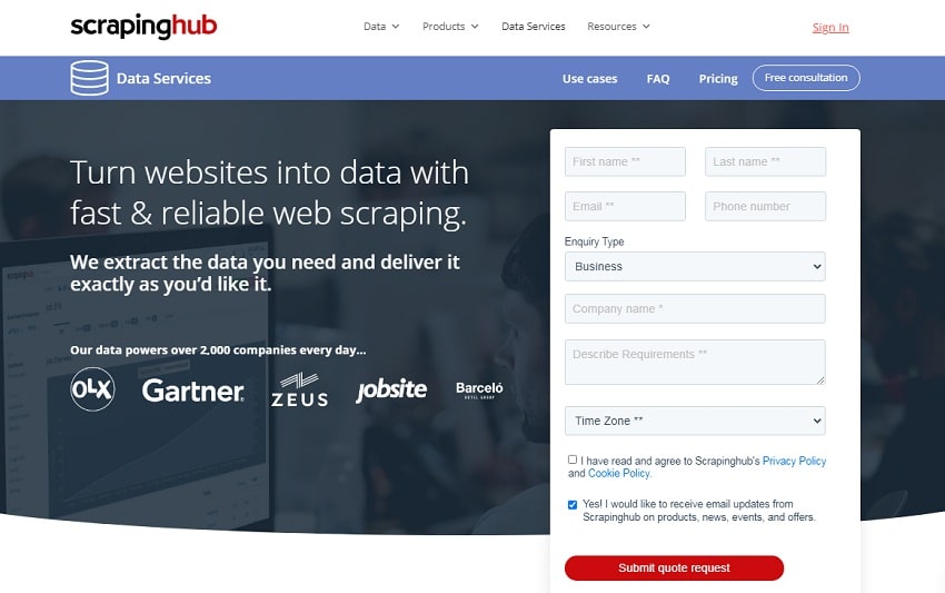 Scrapinghub Data Service