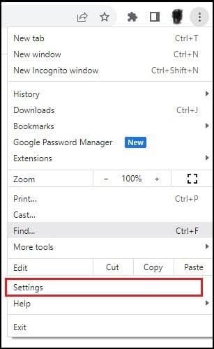 Scroll down the pop-up drop-down window and click Settings
