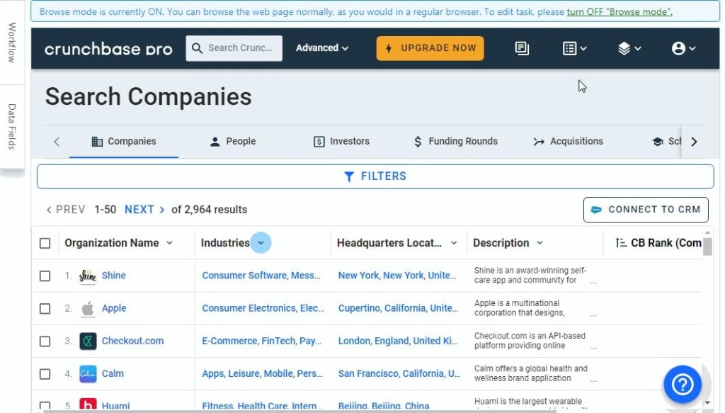 Select auto-detect Web page data