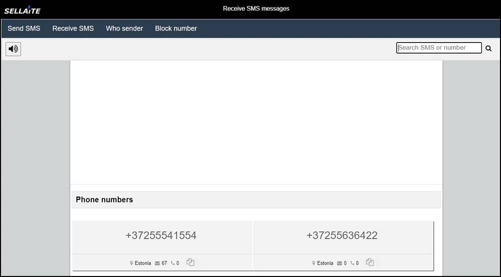 Sellaite SMS RECEIVER Homepage