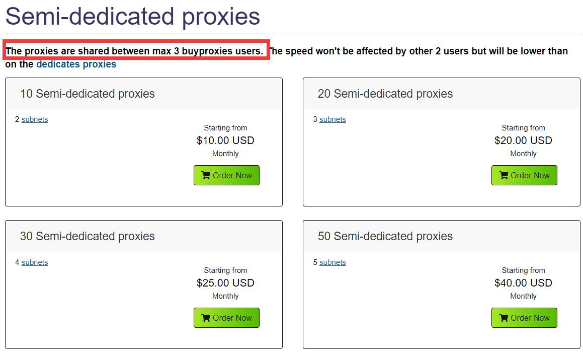 Semi-dedicated proxies of buyproxies