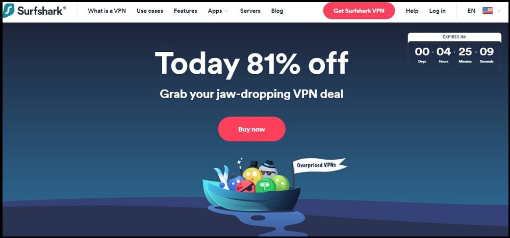 Sharkvpn overview of Homepage