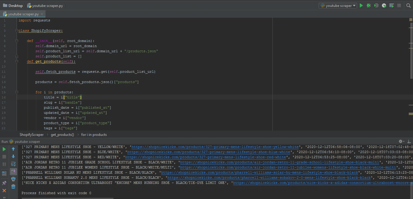 Shopify Scraping with Python