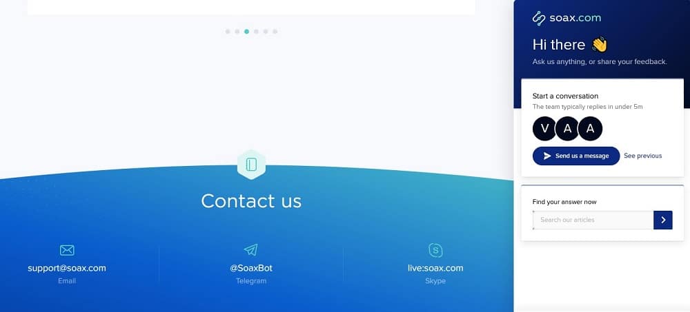 Soax Customer support