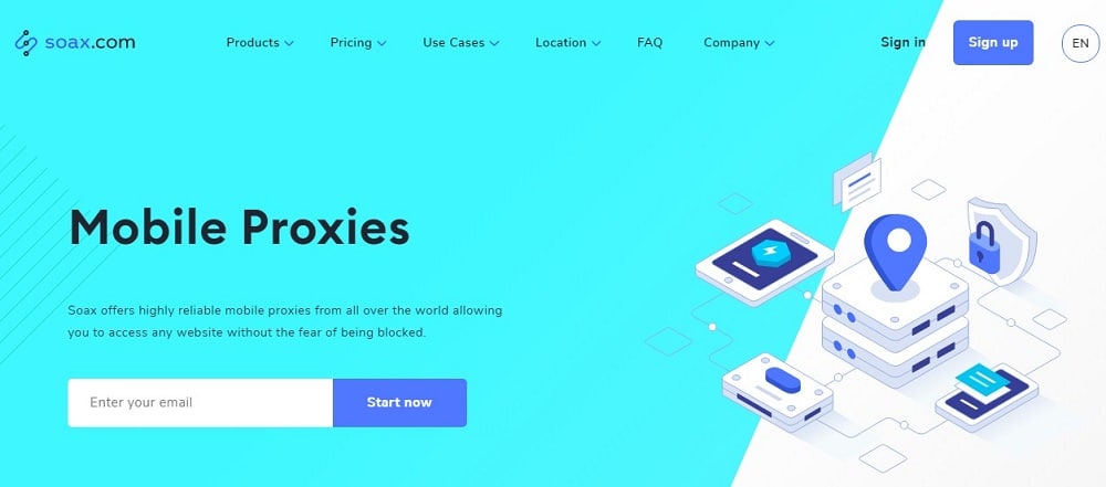 Soax Mobile Proxies Homepage