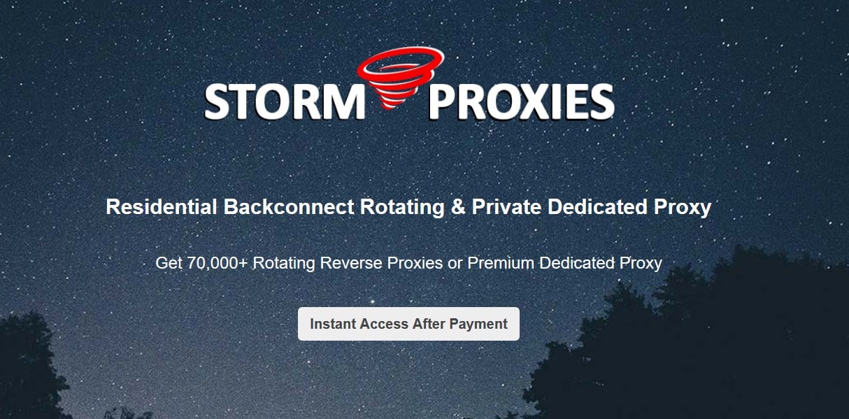 Storm Proxies Overview homepage