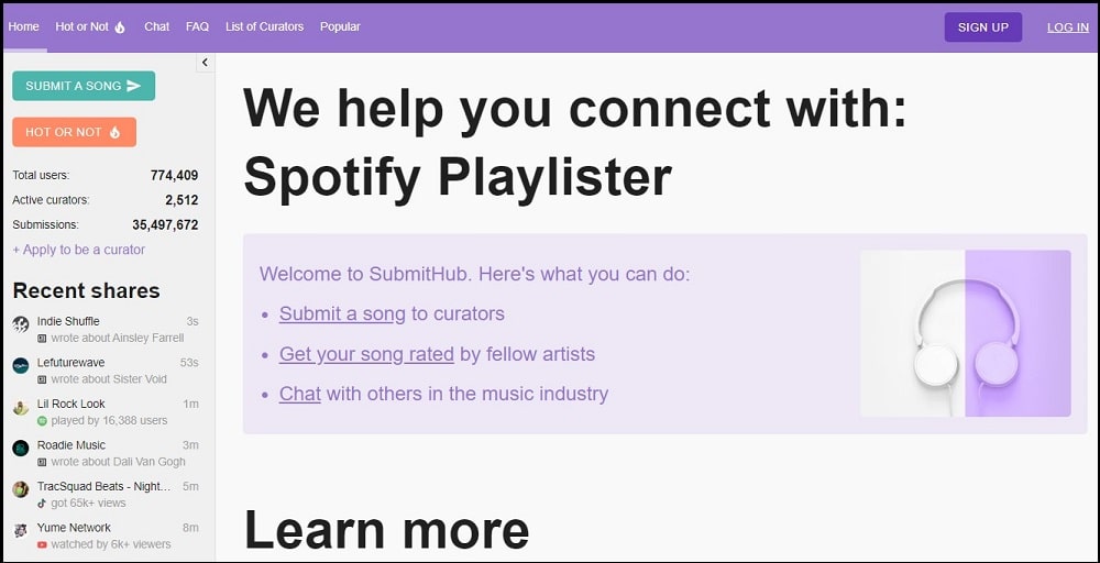 SubmitHub Homepage