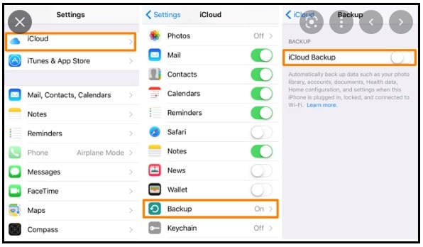 Tap on iCloud