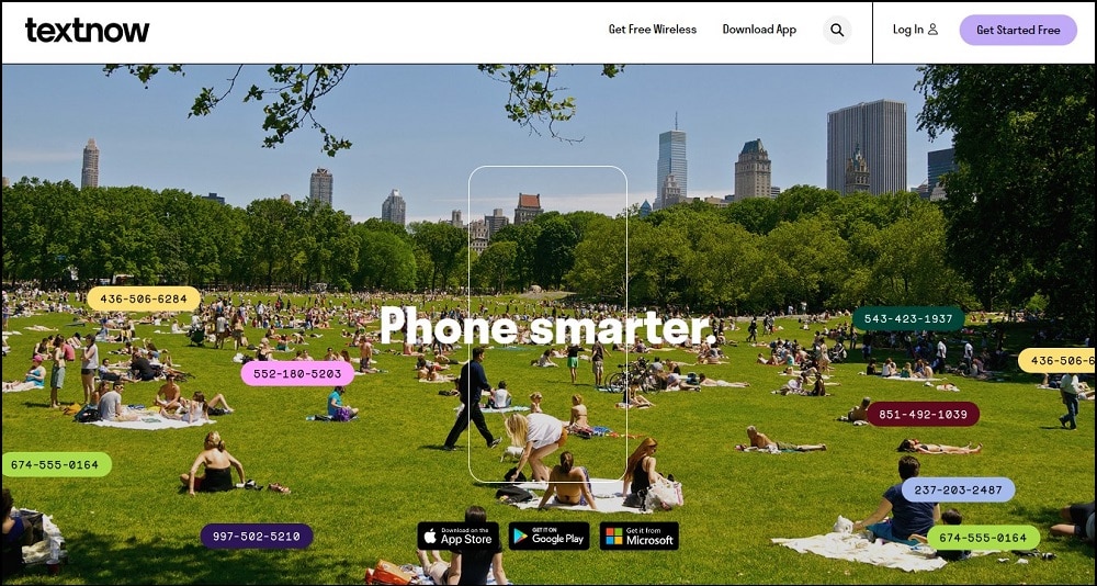 TextNow Homepage