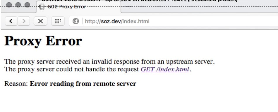 Time Out error of proxies