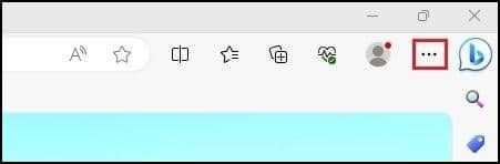 Top-right corner of Microsoft Edge after opening
