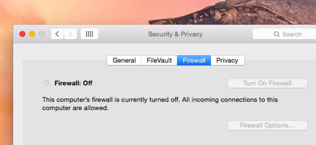 Turn Off Firewall