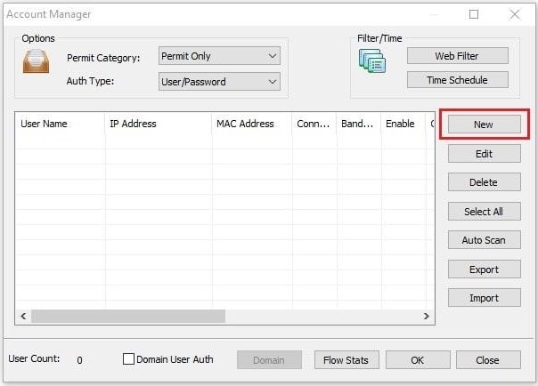User settings
