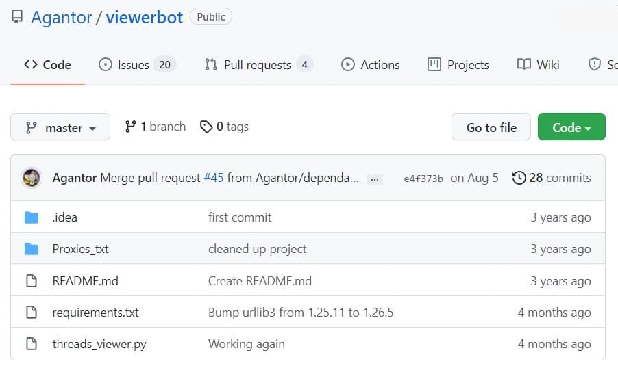 Viewer bot for Python overview