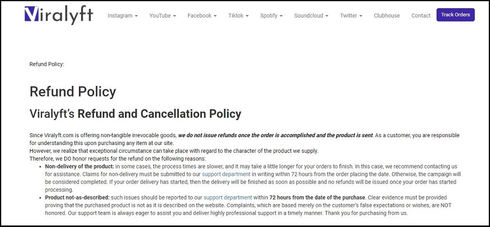 Viralyft refund policy