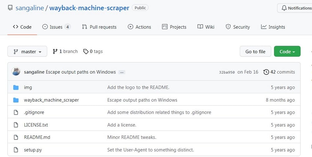 Wayback Machine Scraper