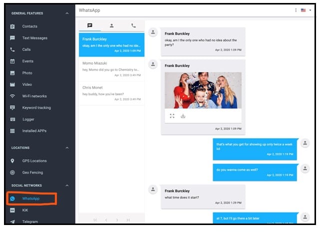 WhatsApp activities of your victim