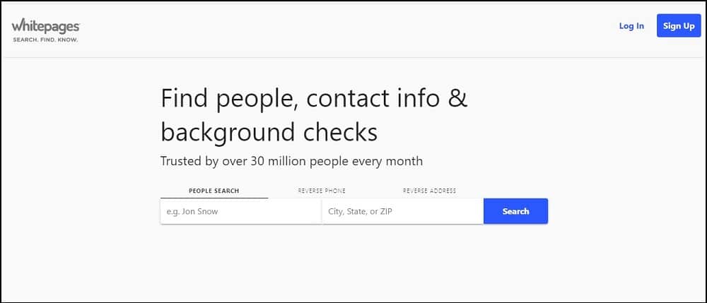 Whitepages Homepage