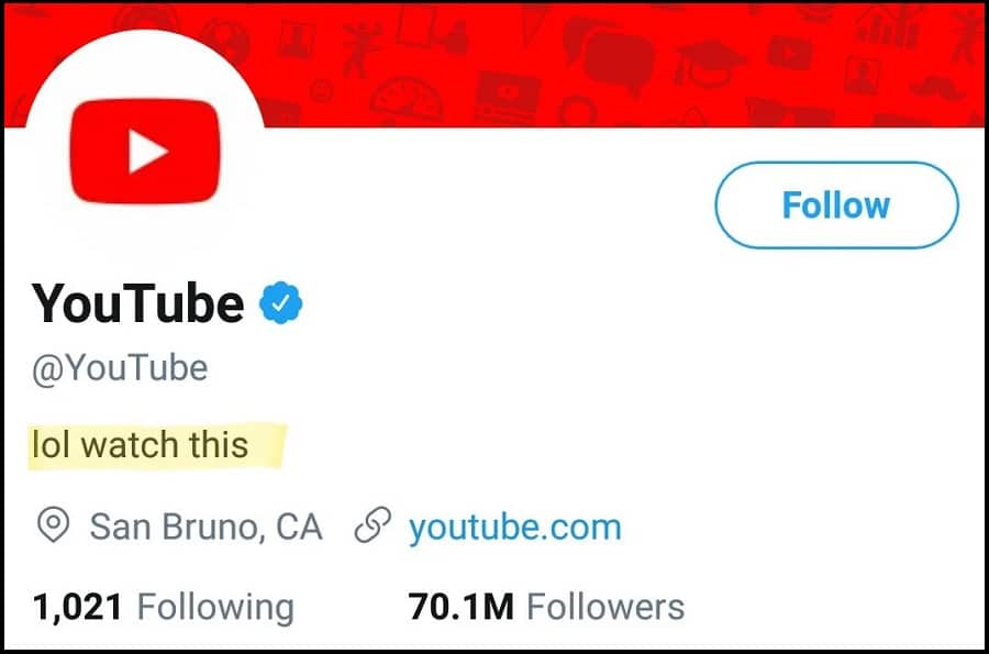 YouTube Twitter account