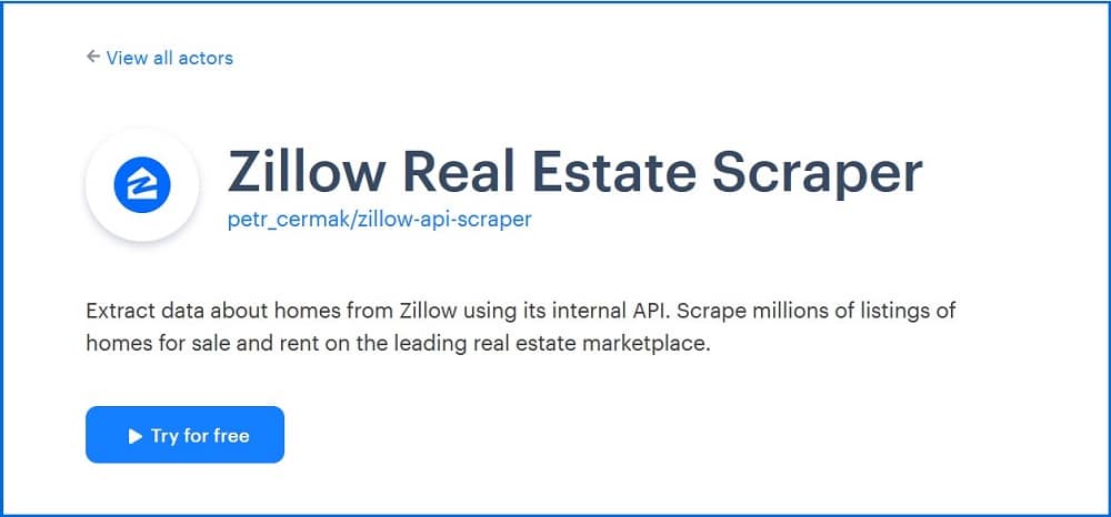 Zillow apify Real Estate Scraper
