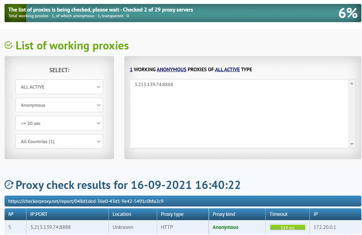 check proxy list
