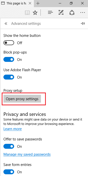 edge Proxy Settings