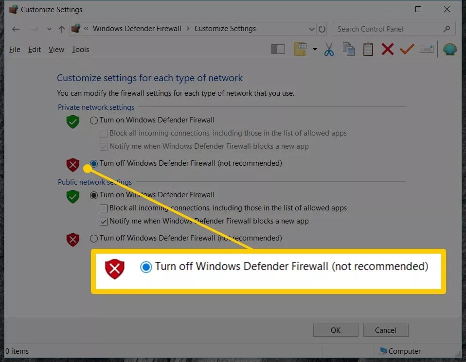 firewall service off