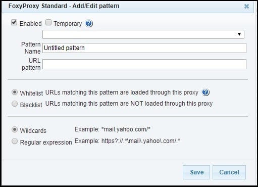 foxyproxy Add new pattern tab