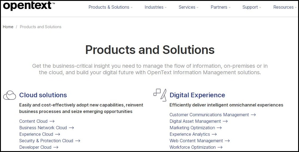 opentext Homepage