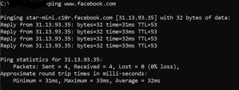 ping test with proxy