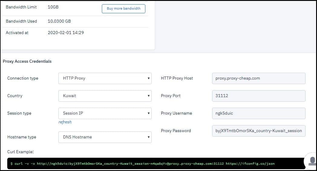 proxy-cheap dashboard implementation
