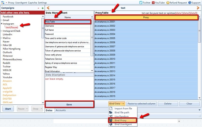 setting proxies