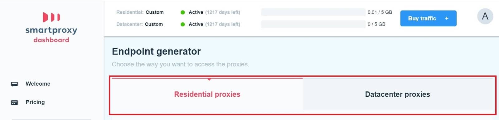 smartproxy Endpoint Generator page