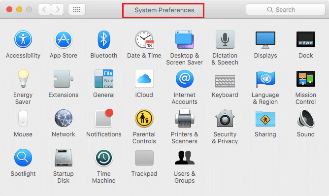 system preferences in mac